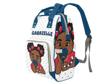 Load image into Gallery viewer, White & Blue Baby Girl Diaper Bag