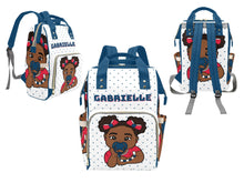 Load image into Gallery viewer, White & Blue Baby Girl Diaper Bag