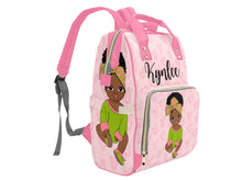 Load image into Gallery viewer, Light Pink and Green Headwrap Baby Girl Diaper Bag