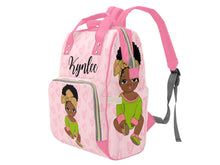 Load image into Gallery viewer, Light Pink and Green Headwrap Baby Girl Diaper Bag