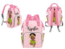 Load image into Gallery viewer, Light Pink and Green Headwrap Baby Girl Diaper Bag