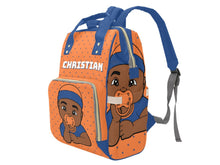 Load image into Gallery viewer, Orange and Blue Baby Boy Diaper Bag