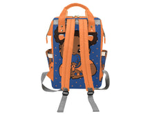 Load image into Gallery viewer, Blue and Orange Baby Girl Diaper Bag