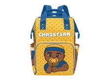 Load image into Gallery viewer, Gold & Blue Baby Boy Diaper Bag