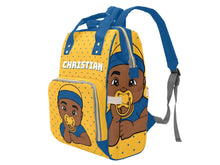 Load image into Gallery viewer, Gold & Blue Baby Boy Diaper Bag