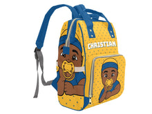 Load image into Gallery viewer, Gold & Blue Baby Boy Diaper Bag