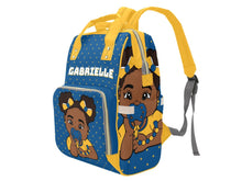 Load image into Gallery viewer, Blue & Gold Baby Girl Diaper Bag