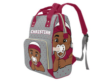 Load image into Gallery viewer, Grey and Maroon Baby Boy Diaper Bag
