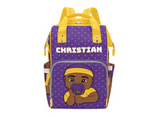 Load image into Gallery viewer, Purple and Gold Baby Boy Diaper Bag