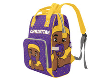 Load image into Gallery viewer, Purple and Gold Baby Boy Diaper Bag