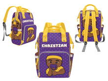 Load image into Gallery viewer, Purple and Gold Baby Boy Diaper Bag