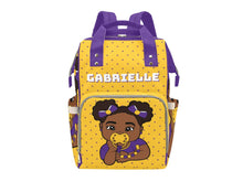 Load image into Gallery viewer, Gold and Purple Baby Girl Diaper Bag