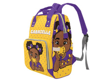 Load image into Gallery viewer, Gold and Purple Baby Girl Diaper Bag