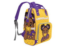 Load image into Gallery viewer, Gold and Purple Baby Girl Diaper Bag