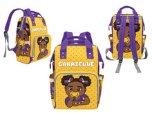 Load image into Gallery viewer, Gold and Purple Baby Girl Diaper Bag