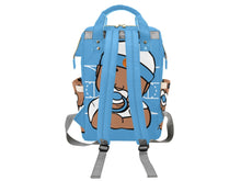 Load image into Gallery viewer, Personalized Baby Blue and White Basketball Boy Diaper Bag