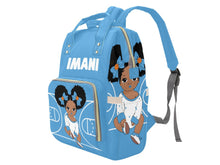 Load image into Gallery viewer, Personalized Baby Blue and White Basketball Girl Diaper Bag
