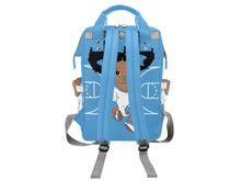 Load image into Gallery viewer, Personalized Baby Blue and White Basketball Girl Diaper Bag