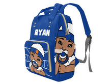Load image into Gallery viewer, Personalized Blue and White Basketball Boy Diaper Bag