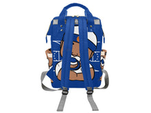 Load image into Gallery viewer, Personalized Blue and White Basketball Boy Diaper Bag