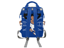 Load image into Gallery viewer, Personalized Blue and White Basketball Girl Diaper Bag