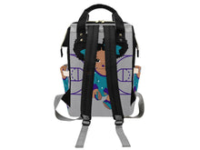 Load image into Gallery viewer, Personalized Gray, Teal, & Purple Basketball Girl Diaper Bag