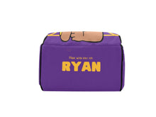Load image into Gallery viewer, Personalized Purple and Gold Basketball Boy Diaper Bag