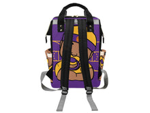 Load image into Gallery viewer, Personalized Purple and Gold Basketball Boy Diaper Bag
