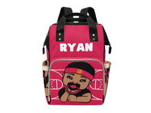 Load image into Gallery viewer, Personalized Red and Black Basketball Boy Diaper Bag