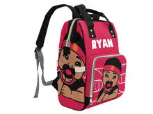 Load image into Gallery viewer, Personalized Red and Black Basketball Boy Diaper Bag