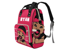 Load image into Gallery viewer, Personalized Red and Black Basketball Boy Diaper Bag