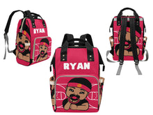 Load image into Gallery viewer, Personalized Red and Black Basketball Boy Diaper Bag