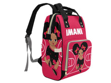 Load image into Gallery viewer, Personalized Red and Black Basketball Girl Diaper Bag