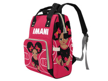 Load image into Gallery viewer, Personalized Red and Black Basketball Girl Diaper Bag