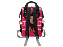 Load image into Gallery viewer, Personalized Red and Black Basketball Girl Diaper Bag