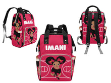 Load image into Gallery viewer, Personalized Red and Black Basketball Girl Diaper Bag