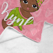 Load image into Gallery viewer, Pink and Green Black Baby Girl Headwrap Personalized Blanket