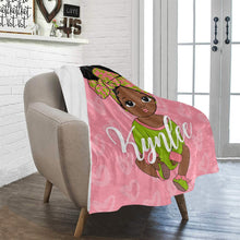 Load image into Gallery viewer, Pink and Green Black Baby Girl Headwrap Personalized Blanket