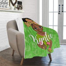 Load image into Gallery viewer, Pink and Green Black Baby Girl Headwrap Personalized Blanket