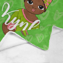 Load image into Gallery viewer, Pink and Green Black Baby Girl Headwrap Personalized Blanket