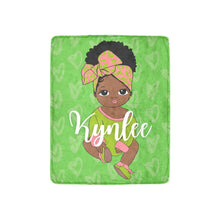 Load image into Gallery viewer, Pink and Green Black Baby Girl Headwrap Personalized Blanket