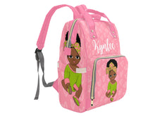 Load image into Gallery viewer, Pink and Green Headwrap Baby Girl Diaper Bag
