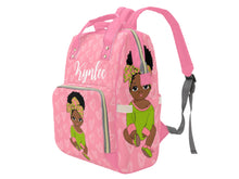 Load image into Gallery viewer, Pink and Green Headwrap Baby Girl Diaper Bag