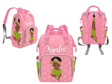 Load image into Gallery viewer, Pink and Green Headwrap Baby Girl Diaper Bag