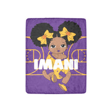 Load image into Gallery viewer, Purple and Gold Basketball Personalized Baby Girl Blanket