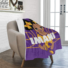 Load image into Gallery viewer, Purple and Gold Basketball Personalized Baby Girl Blanket