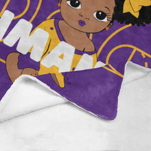 Load image into Gallery viewer, Purple and Gold Basketball Personalized Baby Girl Blanket