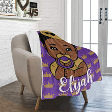 Load image into Gallery viewer, Purple and Gold Crown Baby Boy Personalized Blanket
