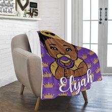 Load image into Gallery viewer, Purple and Gold Crown Baby Boy Personalized Blanket