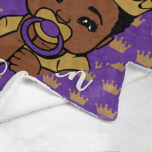 Load image into Gallery viewer, Purple and Gold Crown Baby Boy Personalized Blanket